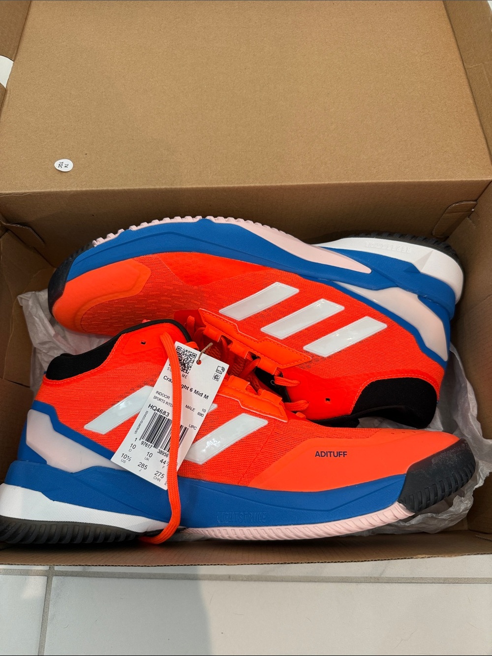 adidas men's Bright Orange and Blue Sneakers